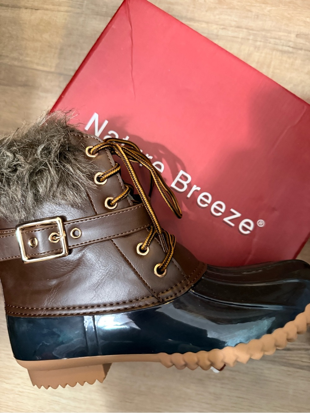 Nature Breeze Brown Faux Fur Duck Boot Brown Sz. 7.5 NWT/NIB